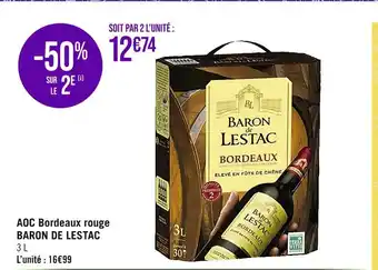 Casino Supermarchés Baron de lestac aoc bordeaux rouge offre