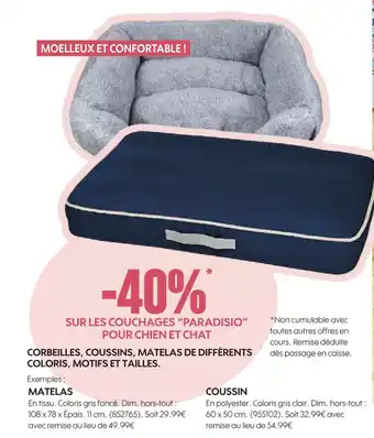 Truffaut Paradisio -40% sur les couchages paradisio pour chien et chat offre
