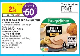 Intermarché Fleury michon filet de poulet rôti sans nitrite offre