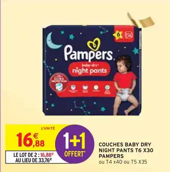 Intermarché Pampers couches baby dry night pants t6 x30 offre