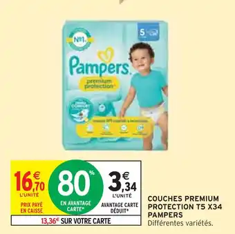 Intermarché Pampers couches premium protection t5 x34 offre