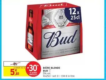 Intermarché Bud bière blonde offre