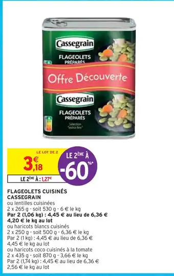 Intermarché Cassegrain flageolets cuisinés offre