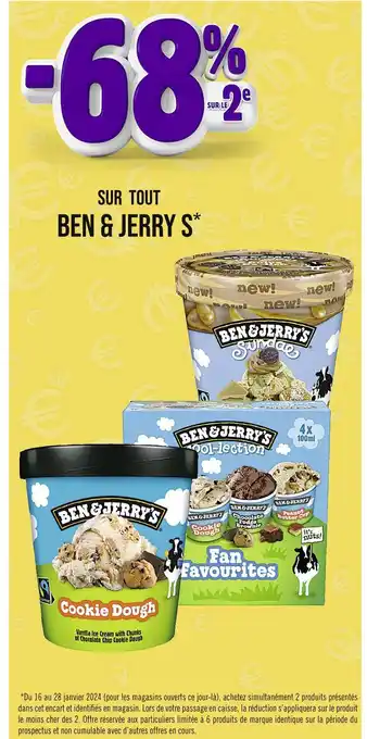 Casino Supermarchés Ben & jerry's -68% sur le 2e sur tout ben & jerrys offre