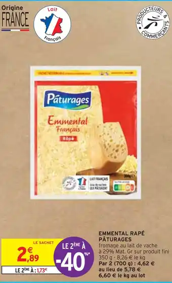 Intermarché Pâturages emmental rapé offre