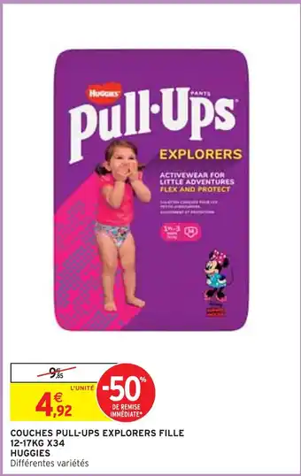 Huggies couches pull-ups explorers fille 12-17kg x34