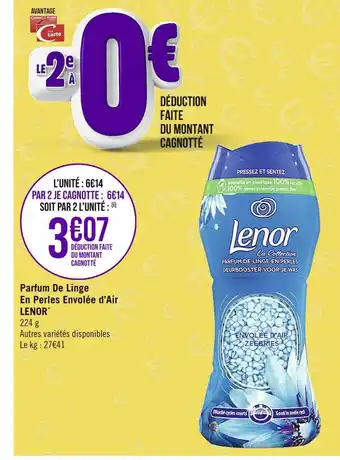 Casino Supermarchés Lenor parfum de linge en perles envolée d’air offre