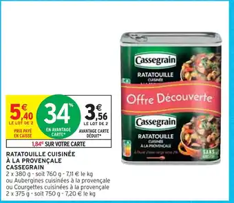 Intermarché Cassegrain ratatouille cuisinée à la provençale offre