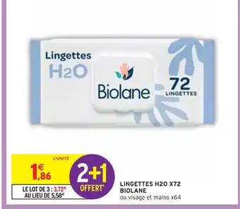 Intermarché Biolane lingettes h2o x72 offre