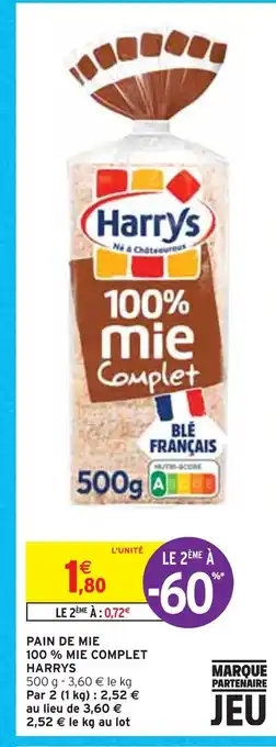 Harrys pain de mie 100 % mie complet