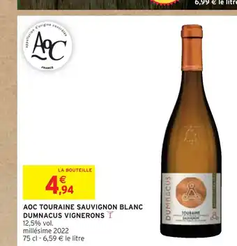 Intermarché Dumnacus vignerons aoc touraine sauvignon blanc offre