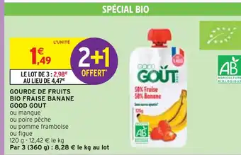 Intermarché Good gout gourde de fruits bio fraise banane offre