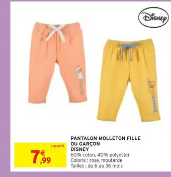 Intermarché Disney pantalon molleton fille ou garçon offre