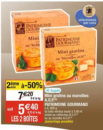 Cora x Carrefour Patrimoine gourmand mini gratins au maroilles a.o.p offre