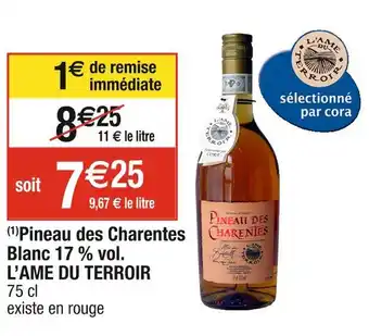 Cora x Carrefour L’ame du terroir pineau des charentes blanc 17 % vol offre