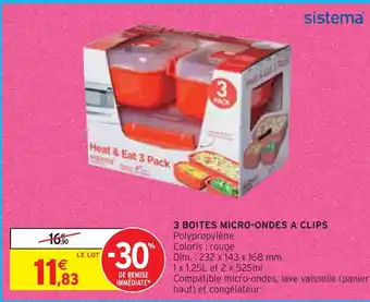 Intermarché Sistema 3 boites micro-ondes a clips offre