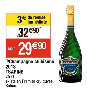 Cora x Carrefour Tsarine champagne millésimé 2018 offre