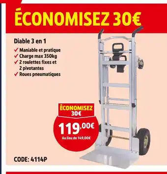 Screwfix Diable 3 en 1 offre