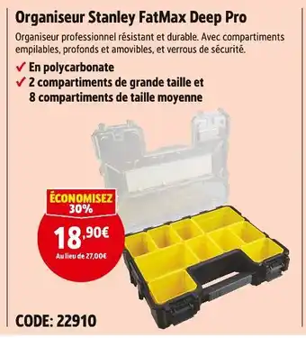 Screwfix Stanley organiseur fatmax deep pro offre