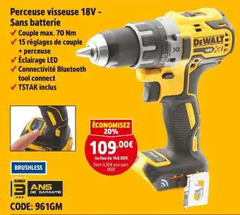 Screwfix Dewalt perceuse visseuse 18v - sans batterie offre