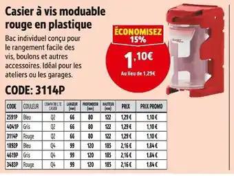 Screwfix Casier à vis moduable rouge en plastique offre