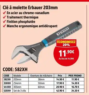 Screwfix Erbauer clé à molette 203mm offre