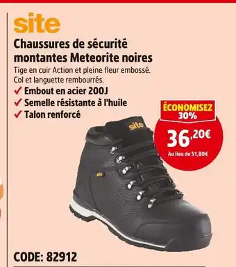 Screwfix Site chaussures de sécurité montantes meteorite noires offre