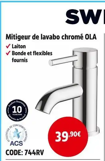 Swirl mitigeur de lavabo chromé ola