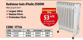 Screwfix Radiateur bain d'huile 2500w offre