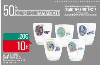Match Disney pixar lot de 5 verres 25 cl offre