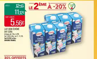 Match Cora lait demi écrémé uht offre