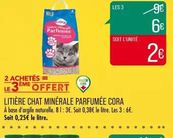 Match Cora litière chat minérale parfumée offre