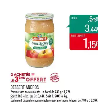 Match Andros dessert offre