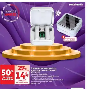 Auchan ÉCOUTEURS SOLAIRES WIRELESS offre