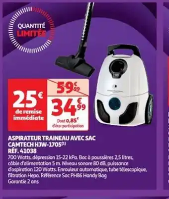 Auchan ASPIRATEUR TRAINEAU AVEC SAC CAMTECH HJW-1705 offre