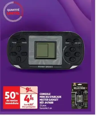Auchan CONSOLE MINI JEU D'ARCADE MISTER GADGET offre