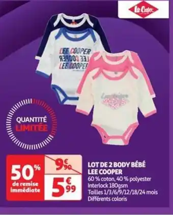 Auchan LOT DE 2 BODY BÉBÉ LEE COOPER offre