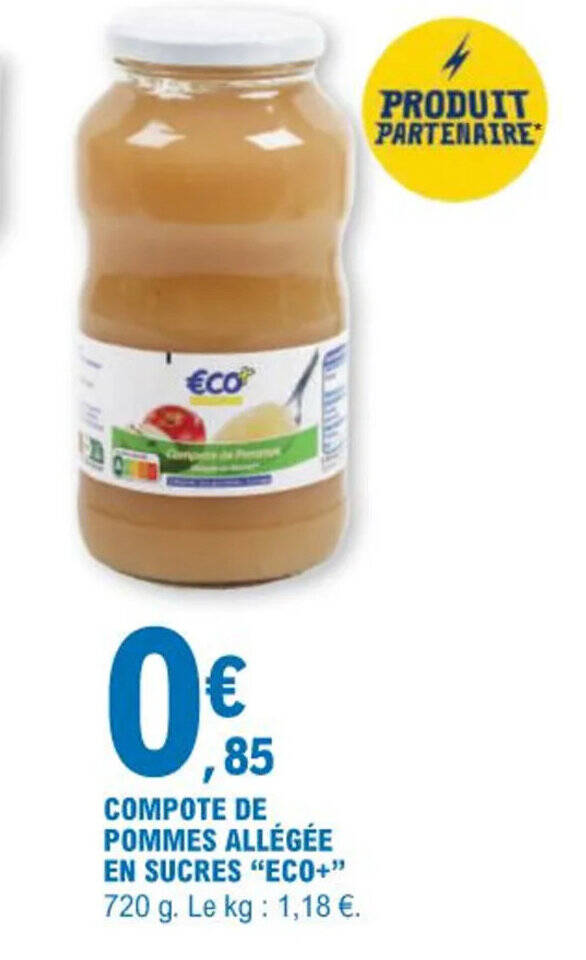 Promo COMPOTE DE POMMES ALLÉGÉE EN SUCRES ECO chez E.Leclerc