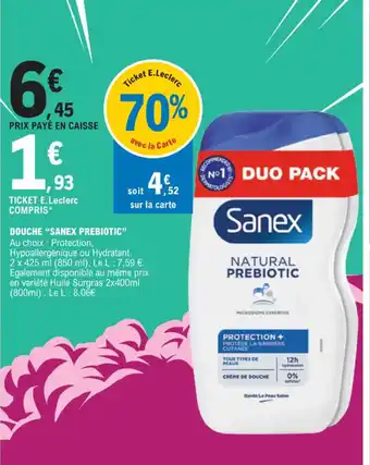 E.Leclerc DOUCHE SANEX PREBIOTIC offre
