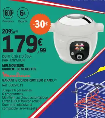 E.Leclerc MULTICUISEUR COOKEO+ 80 RECETTES offre