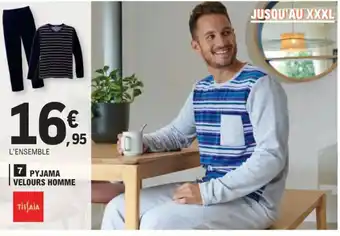 E.Leclerc 7 PYJAMA VELOURS HOMME offre