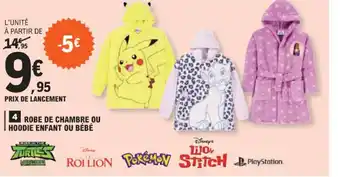E.Leclerc 4 ROBE DE CHAMBRE OU HOODIE ENFANT OU BÉBÉ offre