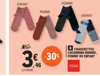 E.Leclerc 8 CHAUSSETTES COCOONING HOMME, offre