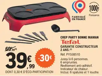 E.Leclerc CREP PARTY BONNE MAMAN Tefal offre