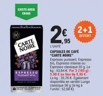 E.Leclerc CAPSULES DE CAFÉ "CARTE NOIRE" offre