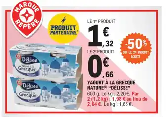 E.Leclerc YAOURT À LA GRECQUE NATURE (3) "DÉLISSE" offre