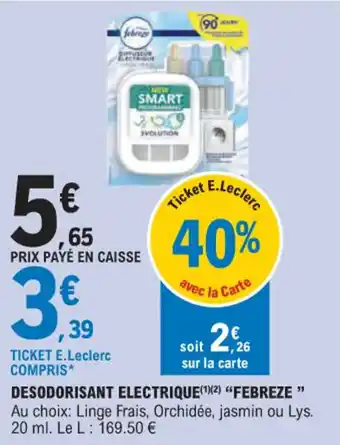 E.Leclerc DESODORISANT ELECTRIQUE(¹)(2) "FEBREZE " offre