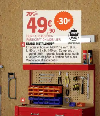 E.Leclerc Brico ÉTABLI MÉTALLIQUE (²) offre