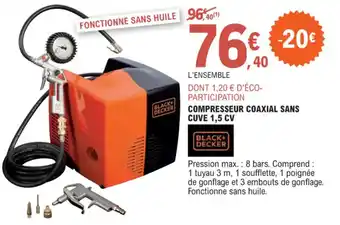 E.Leclerc Brico COMPRESSEUR COAXIAL SANS CUVE 1,5 CV offre