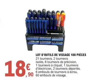 E.Leclerc Brico LOT D'OUTILS DE VISSAGE 100 PIÈCES offre